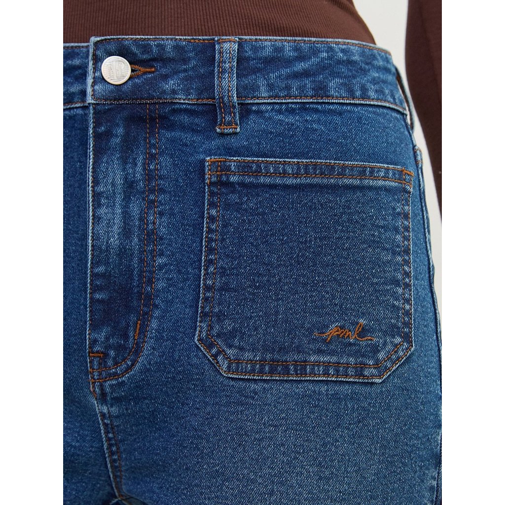 [Pomelo] กางเกงยีนส์ขาบานเอวสูง / High Rise Flare Jeans — صورة 3