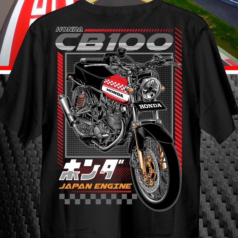 CB100 Japan Engine เสื้อยืดมอเตอร์ไซค์ // เสื้อยืด CB 100 // เสื้อ CB // เสื้อยืด CB Ranberry Graphi