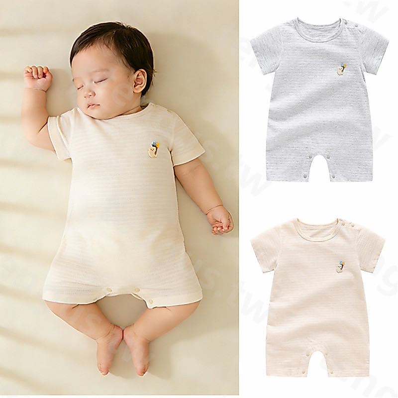 ฤดูร้อนสไตล์ใหม่สีธรรมดาฤดูร้อนบางเส้นใยไม้ไผ่บางเฉียบระบายอากาศเสื้อสวมหัวแขนสั้น ชุดจั๊มสูท เด็ก จุดต่ําสุด สบายนุ่มฤดูร้อนเด็ก ชุด