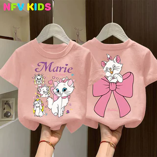 【พร้อมส่ง&COD】NFV KIDS เสื้อยืดแขนสั้นเด็ก💕ใส่สบาย ระบายอากาศ ทันสมัยและเรียบง่าย ทรงหลวม ลายแมวน่ารัก ผ้าฝ้าย100% YG5989