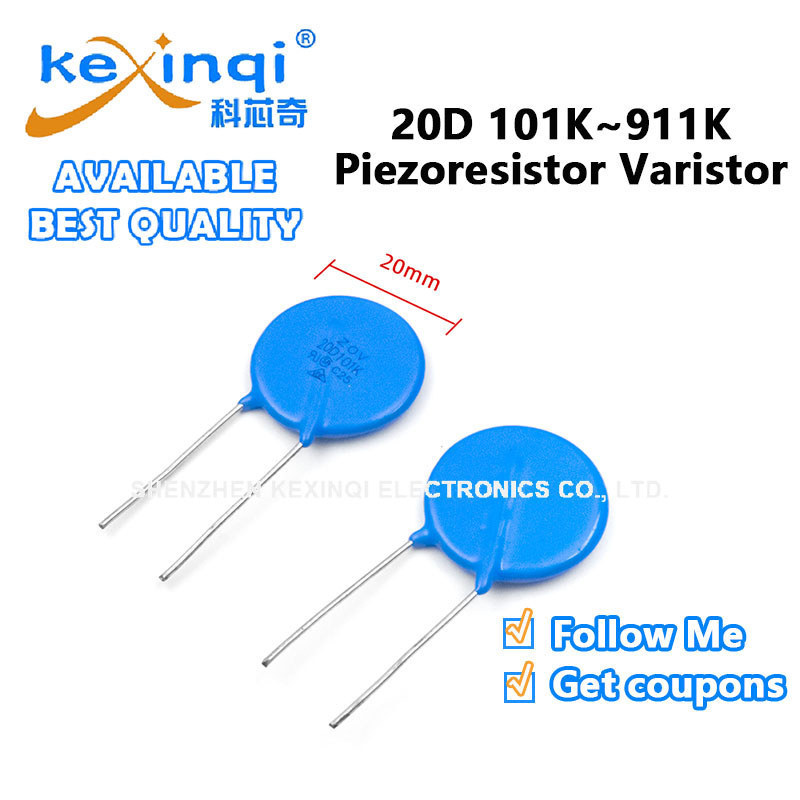 (2 ชิ้น) 20D Piezoresistor Varertor 101K 102K 121K 180K 220K 241K 270K 330K 471K 511K 560K 680K 820K 911K ตัวต้านทาน Piezoresider ตัวต้านทาน