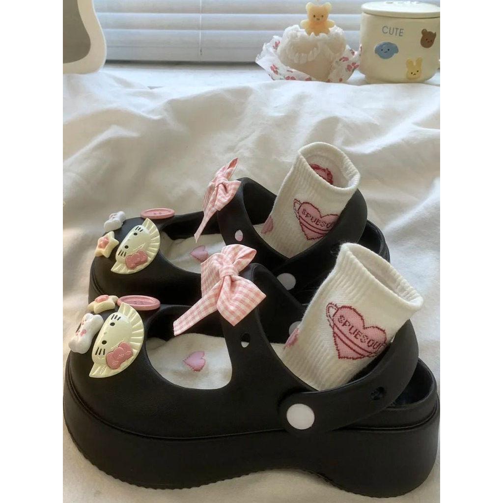 marry jane marry jane shoes แมรี่เจน Mary Jane Hole รองเท้าผู้หญิงหนา Soled EVA น่ารักสาวหัวใจหวานรอ
