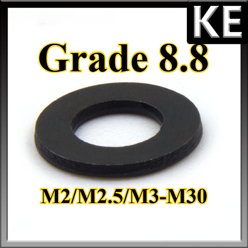 แหวนอีแปะ แหวนรอง น็อตสกรู เหล็กแข็ง 8.8 เหล็กกล้าคาร์บอนสีดำ / 8.8 Grade Flat Washer M2/M2.5/M3-M30 KE-FASTENER