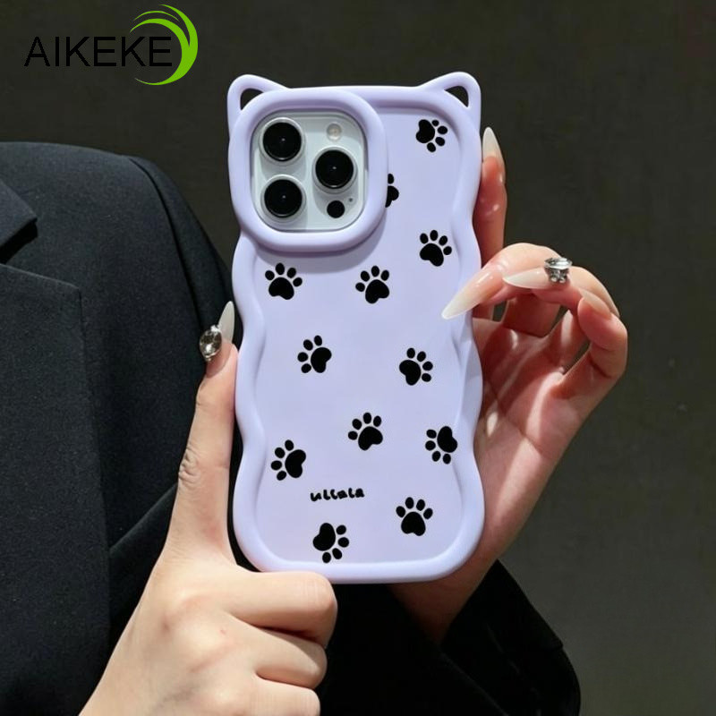 แมวน่ารัก Paw พิมพ์หูแมวเคสโทรศัพท์สําหรับ Samsung Galaxy A12 M12 F12 A11 M11 A10 A10S A02 A02S M02S