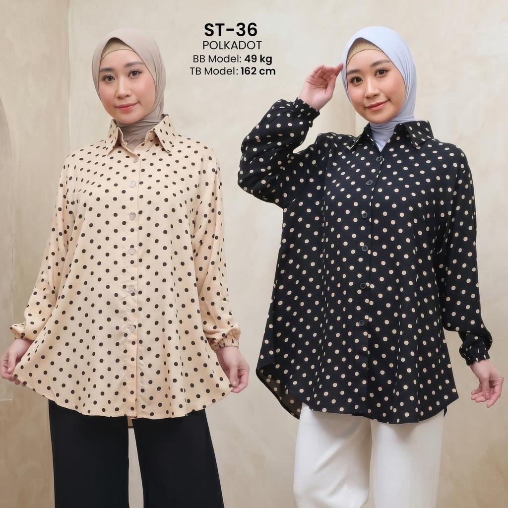Trend Semitunic เสื้อเรยอน Premium Polkadot Elastic Sleeve Top watina LD110 LD120 ST-36E