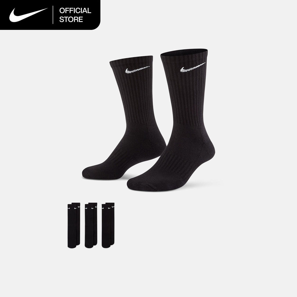 Nike Everyday Cushioned Training Crew (3 Pairs) Socks - Black [SX7664-010]