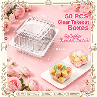 Clear Plastic Clamshell Takeout Container with Lid Cake Slice Food Box Pastry Dessert Fruit Salad
