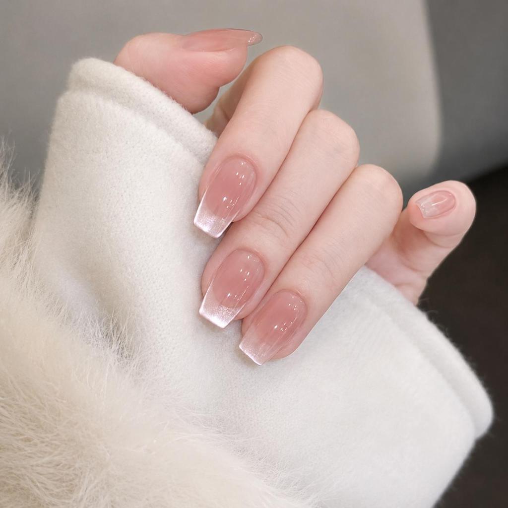 C283 เล็บปลอมสําเร็จรูป ทำด้วยมือ 10 ชิ้น/กล่อง จันทรากระจ่างดั่งวารี แคทอาย โทนนู้ด สง่างาม สง่างาม มีเอกลักษณ์ สวมง่าย ใช้ซ้ำได้