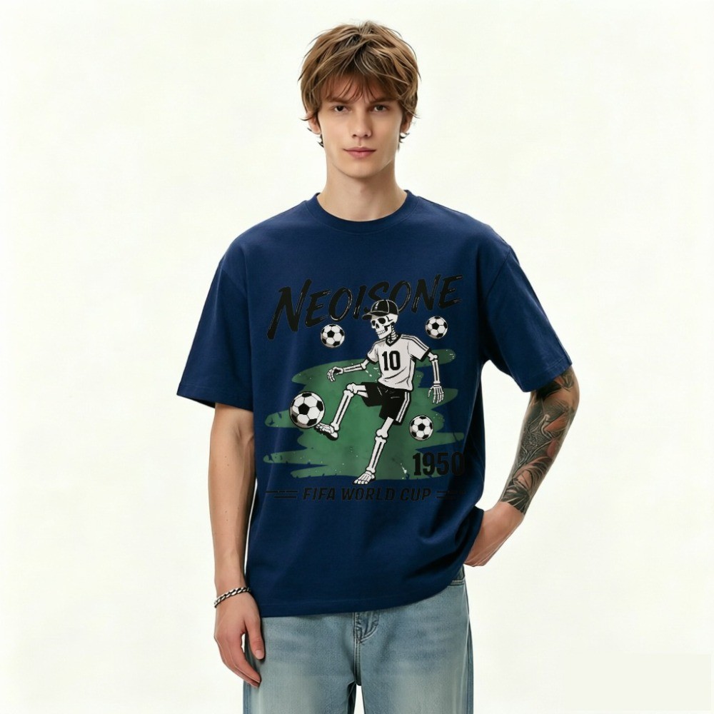 1950 FIFA World Cup Soccer Player Graphic Tee, Cotton 100% Oversize Casual T-shirt, Ready Stock