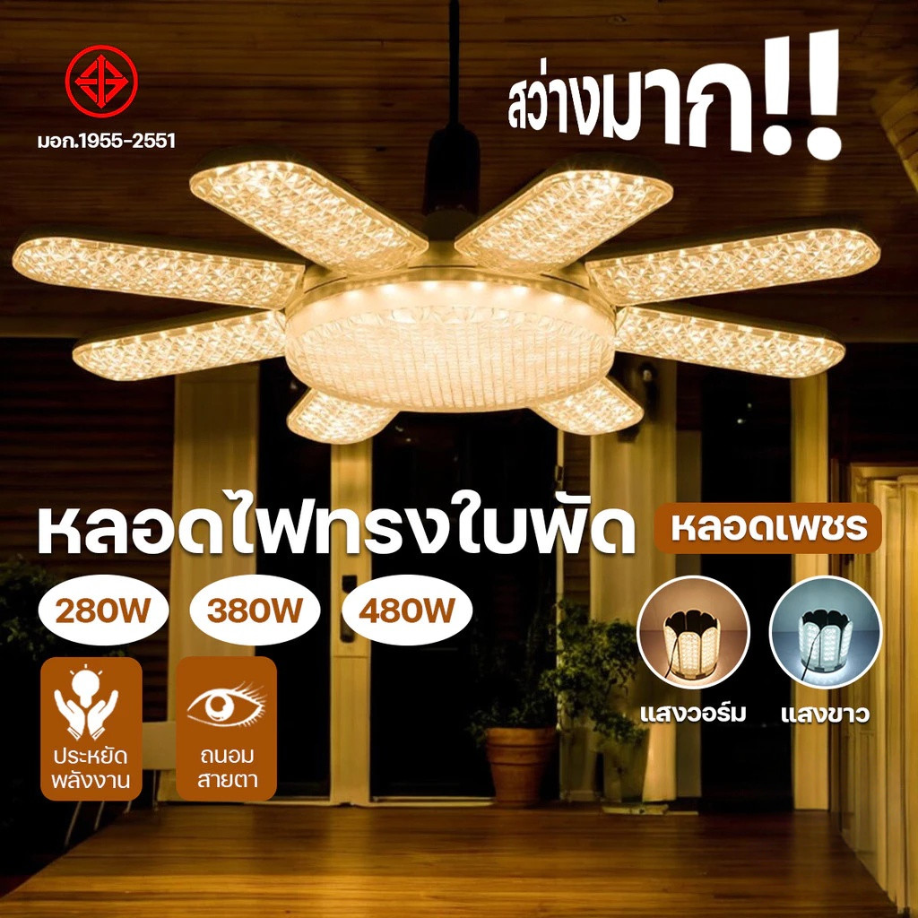 หลอดไฟ LED ทรงใบพัด พับเก็บได้ Deformable lamp ประหยัดพลังงานไฟปรับมุมโคมไฟได้