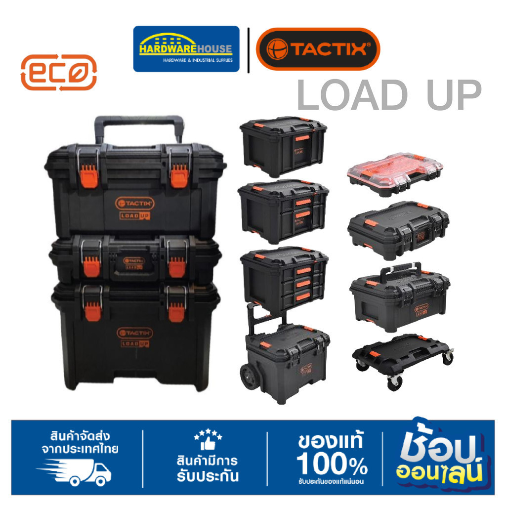 TACTIX กล่องเครื่องมือล้อลาก LOADUP MODULAR 3 ชิ้น 320420 รับน้ำหนักได้ 150KG มาพร้อมกล่อง//ลังเครื่องมือ แยกขาย (IF-1)