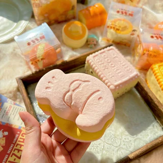 COD สกุชชี่ Squishy ขนมปังโทสต์รสนมจำลอง ขนมปังสร้างสรรค เหนียวที่เพิ่มขึ้นช้า ของเล่นคลายเครียด