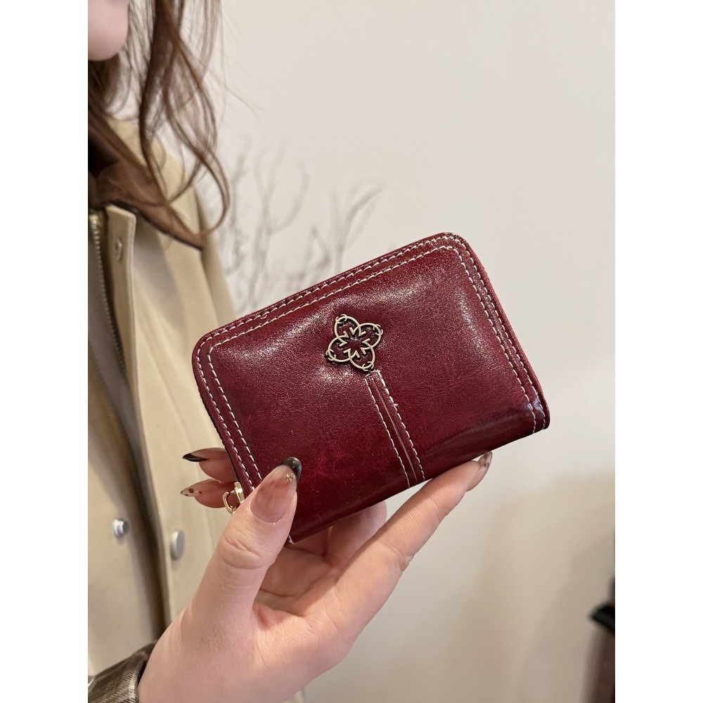 Oil Wax Leather Fashion Card Holder Female Small Organ Style Multi-card ID Card Holder ประณีต High-e
