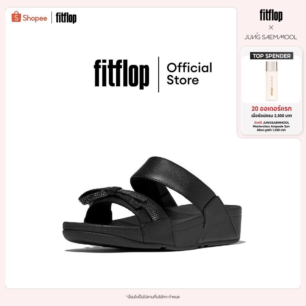 FITFLOP LULU GLITZ-BOW LEATHER SLIDES รองเท้าแตะผู้หญิง รุ่น E1H-001 สี BLACK