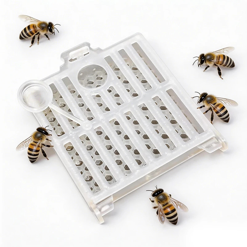 Square Queen Bee Cell Cage Mail Transport Queen Bee สําหรับการเลี้ยงผึ้ง Queen Catcher Trap Beekeepe