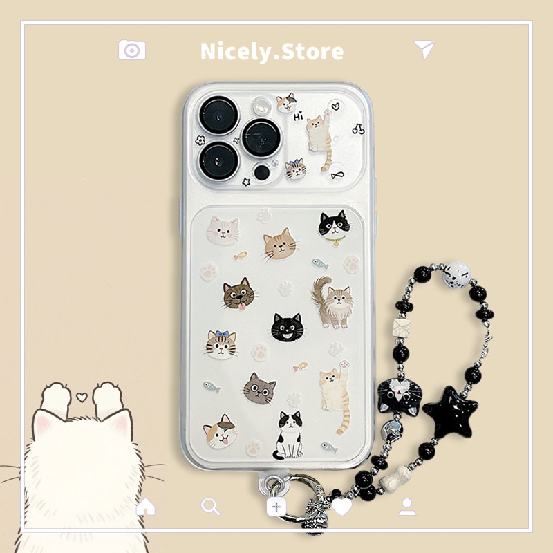 แมวน่ารักปลาแมวดําดาวโซ่เคสโทรศัพท์เข้ากันได้สําหรับiPhone 17 16 15 14 Pro Max iPhone 13 Dirtทนเลนส์ป้องกันAnti-fall TPU + PCเปลือกมือถือ