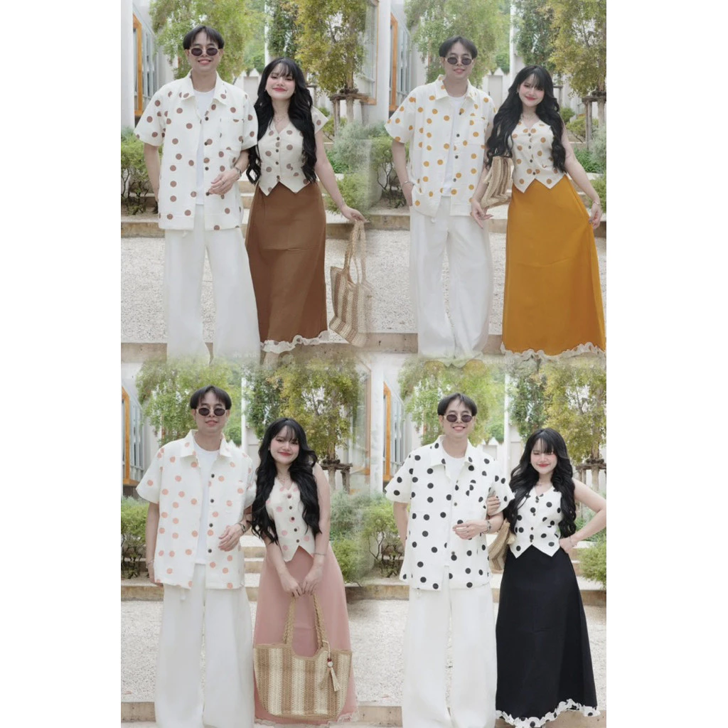 Collection ชุดคู่เนื้อผ้าฝ้ายPlokla dot แขนกุดตามภาพกดแยกนะคะ