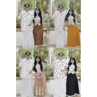 Collection ชุดคู่เนื้อผ้าฝ้ายPlokla dot แขนกุดตามภาพกดแยกนะคะ