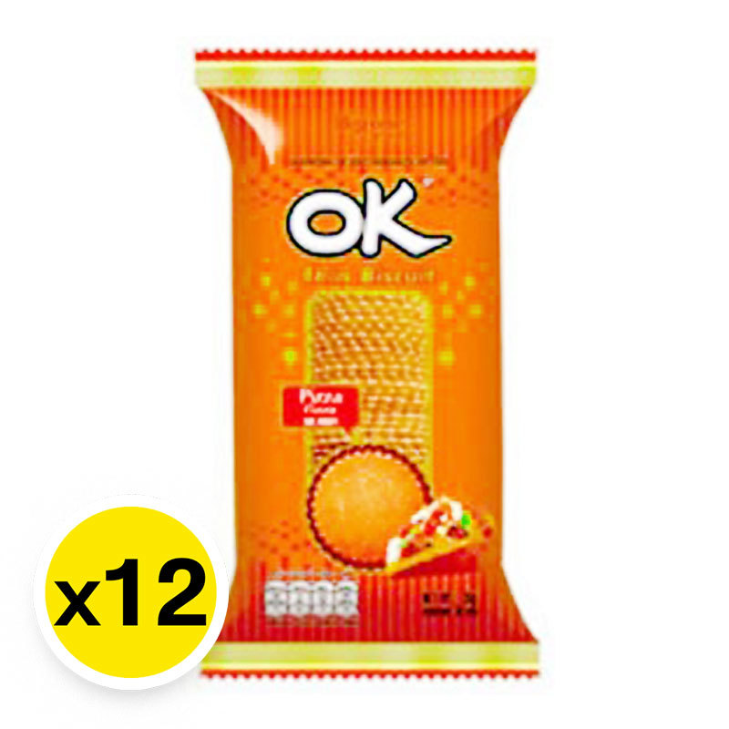 โอเค ขนมปังกรอบแผ่นบาง รสพิซซ่า 25 ก. x 12 (OK Thin Biscuit Pizza 25 g x 12) โปโลแมน POLOMAN