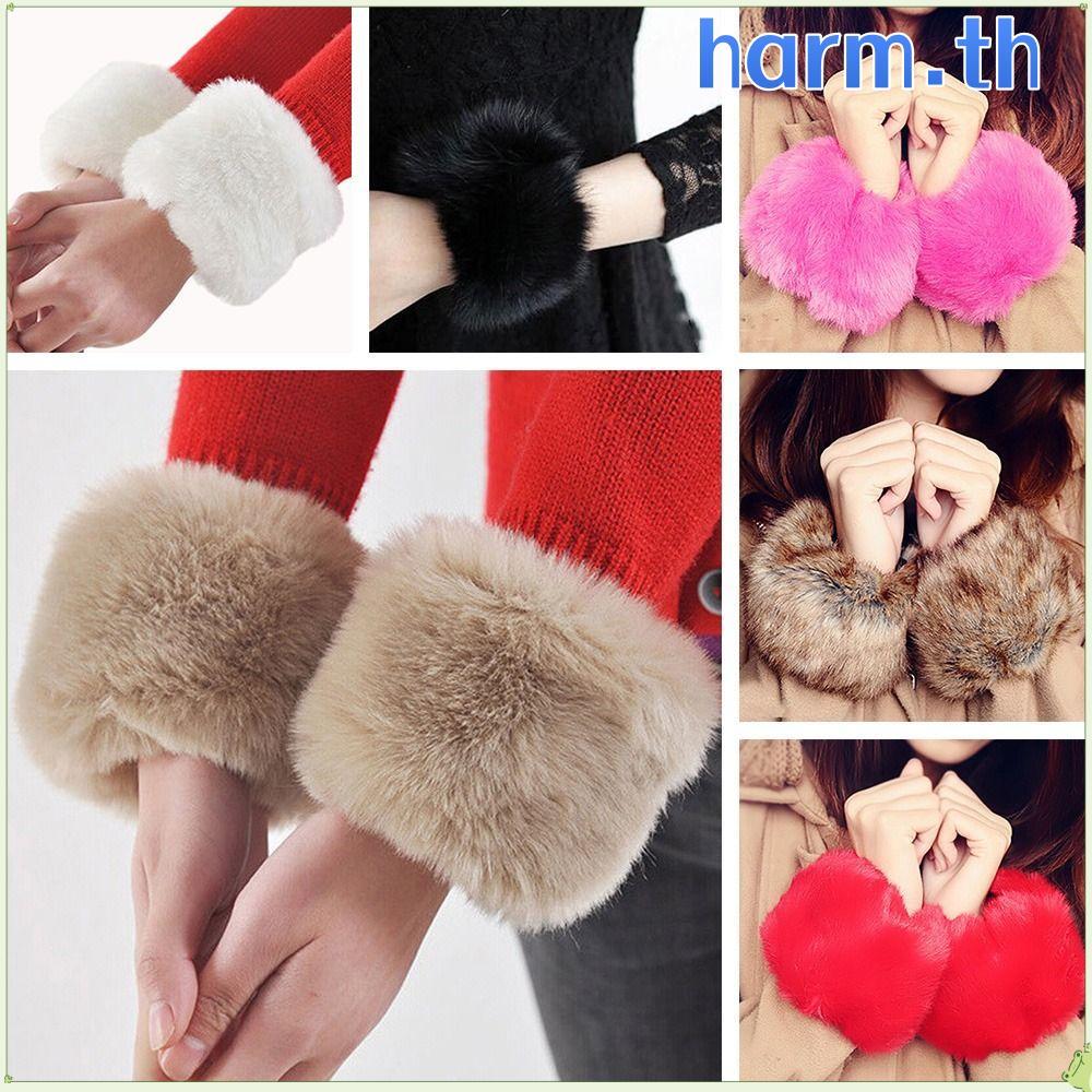 HARM Warm Furry สายรัดข้อมือยืดหยุ่นสําหรับเสื้อขนสัตว์และแจ็คเก็ต Oversleeve ข้อมือ Furry ข้อมือ