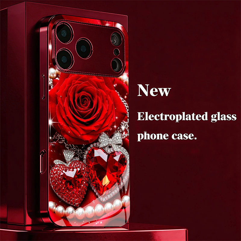 เคสโทรศัพท์มือถือแก้วเบอร์กันดีใหม่มีสไตล์และประณีตเหมาะสําหรับ iPhone 17 Pro Max/16/15/14/13/12/11/