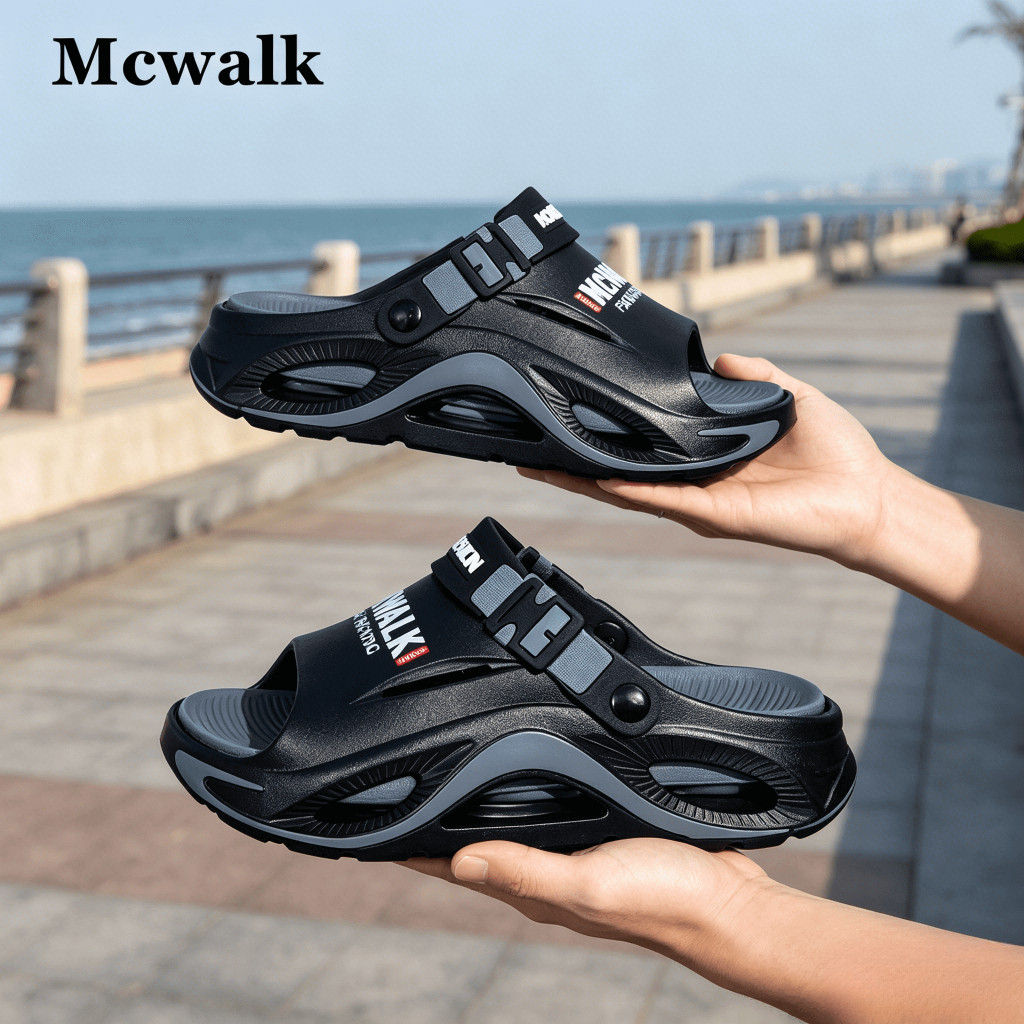 MCWALK วัสดุ EVA Antibiotic Anti-Slip Flat Shoes Unisex Foot Support ทนต่อการสึกหรอทนทาน Commuter Tr