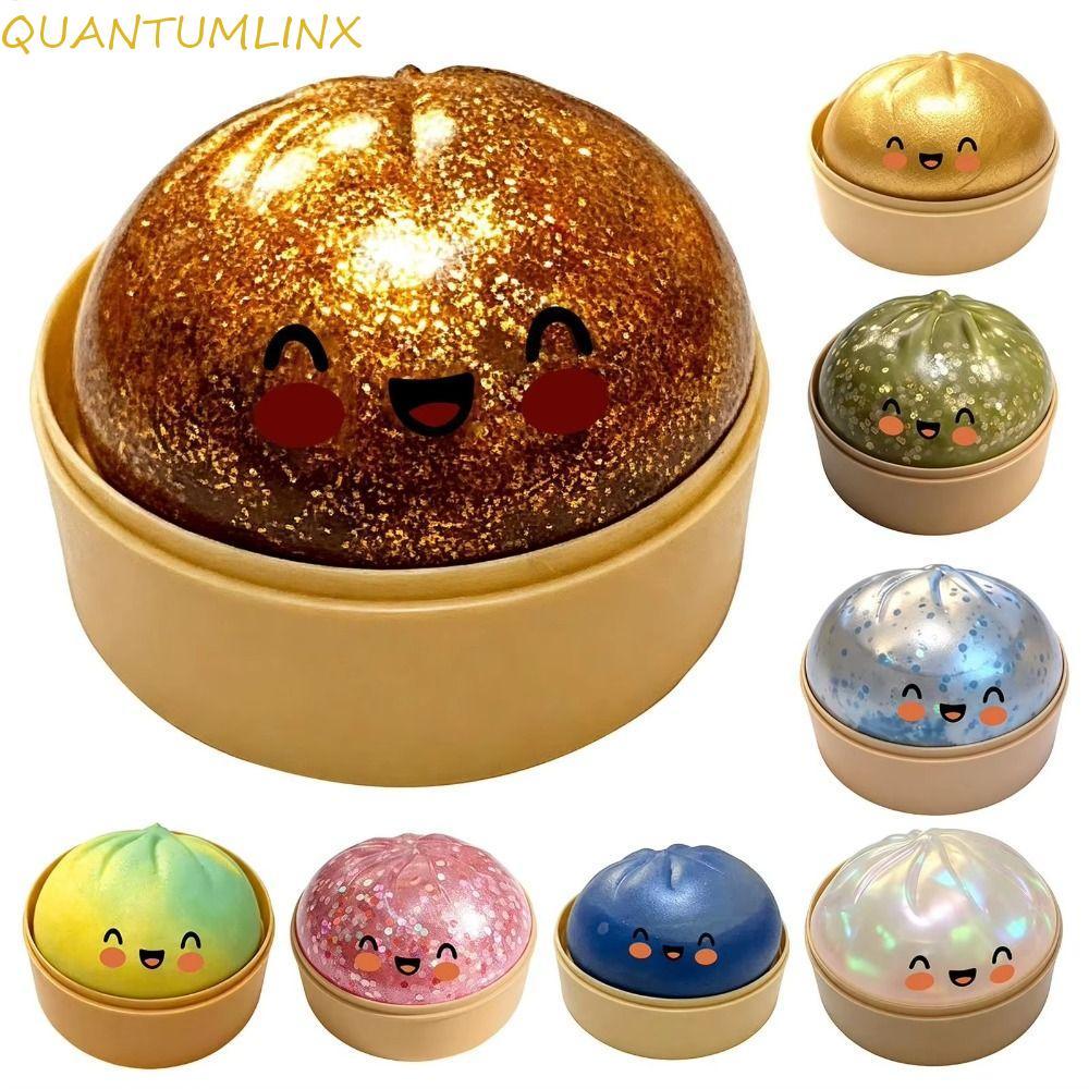 QUANTUML Dumpling Squishes, Giant Rainbow Pinch Bun Sensory Balls,จําลองระยิบระยับน่ารัก Dumpling-Shaped Soft Squishy ของเล่นเด็กของขวัญ