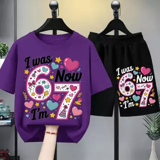 ชุดเด็ก 2 ชิ้น สไตล์วันเกิด 67 | เสื้อยืด + กางเกงขาสั้น ลายหัวใจ | สไตล์หวานๆ | ชุดเด็กฮิตใน #ชุดเด็ก #ลายวันเกิด #Kids
