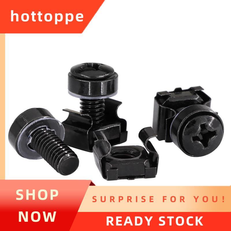 hottoppe50Pcs M6x16mm Rack Mount Cage Nut Server Rack ชุดและถั่วและเครื่องซักผ้าสําหรับ Rack Mount S