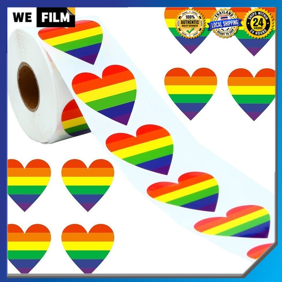 สติกเกอร์ 500 ดวง สติ๊กเกอร์หัวใจ สายรุ้ง สีรุ้ง หัวใจสีรุ้ง เรนโบว์ Gay Pride Stickers Rainbow LGBT Stickers