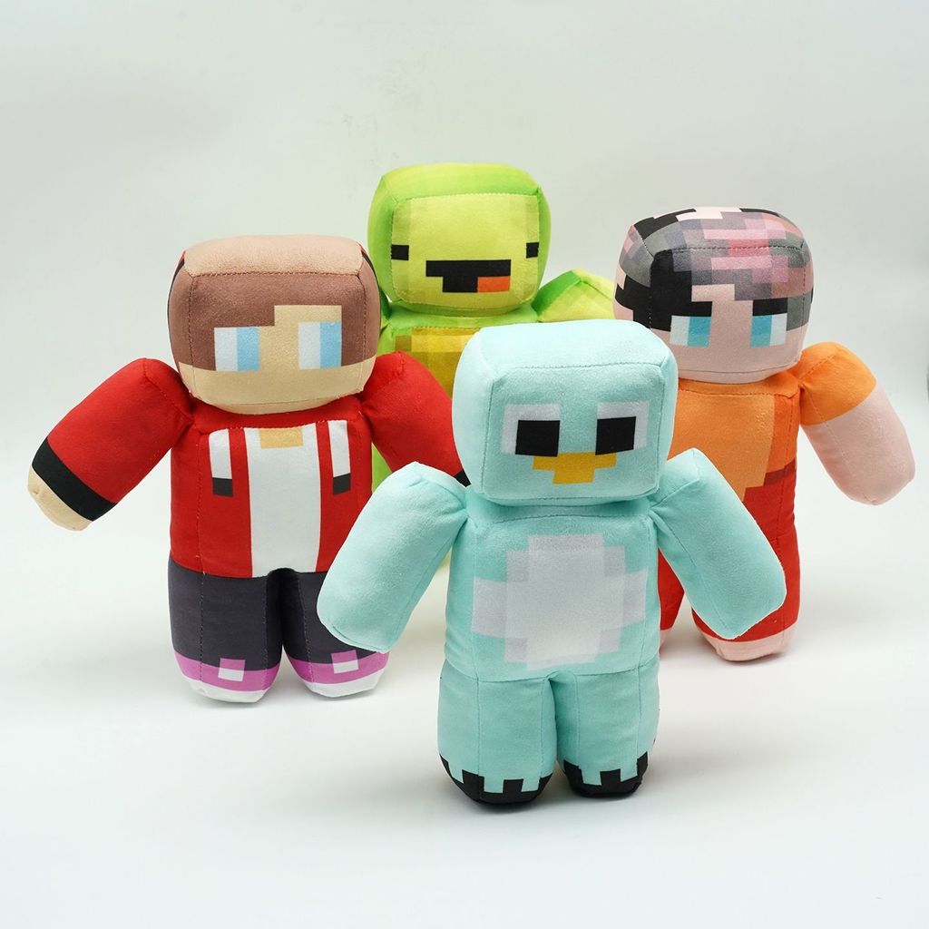 Minecraft Macky ของเล่นตุ๊กตา JJ & Mikey Influencer สไตล์เดียวกัน Square Man ตุ๊กตาเด็กของขวัญวันเกิดหมอน