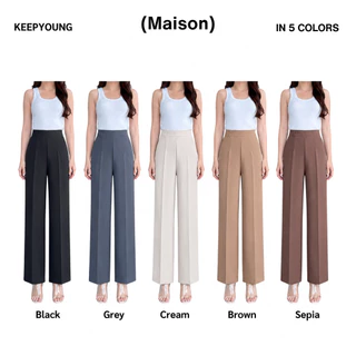 KEEPYOUNG [S-3XL] กางเกงทรงกระบอกกลาง ซิปหลัง เก็บทรงสวย ใส่เที่ยว ทำงาน รุ่น MAISON PANTS