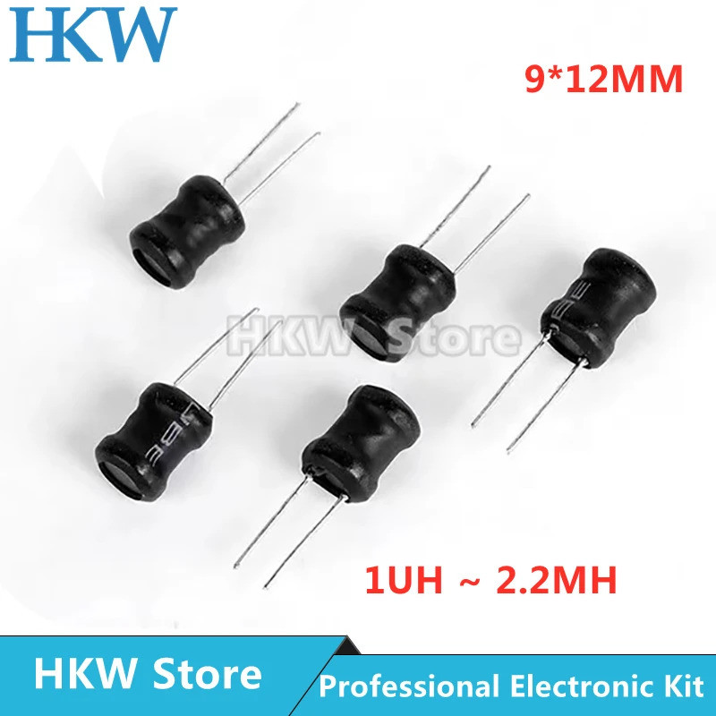 10pcs DIP Power Inductor Coil 9*12 มม.2.2UH 4.7UH 10uH 22uH 100uH 150uh 220uH 330uH 470uH 1MH 2.2MH 