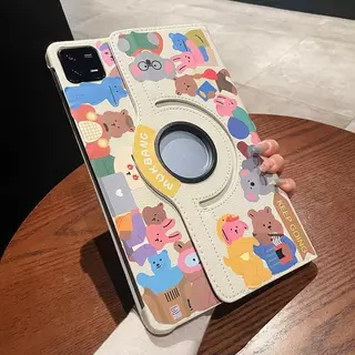 ขาตั้งหมุนได้ 360 องศา หนังแบบฝาพับ เคสแท็บเล็ต สติกเกอร์แฟชั่น Tablet Case Xiaomi Pad 5 6 7 8 Pro Redmi Pad 2 SE 2025