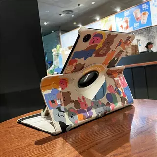 หมุนได้ 360 สติ๊กเกอร์ หนังแบบฝาพับ เคสแท็บเล็ต Tablet Case Samsung Tab A11 A9 A8 A7 A 2019 + S6 S7 S8 S9 FE S10 Lite