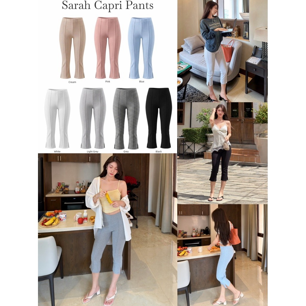 Sarah Capri Pants 790.- กางเกงผ้าคาปรียืดหนาพรีเมียม เก็บทรงกระชับหุ่นเพรียวสวย