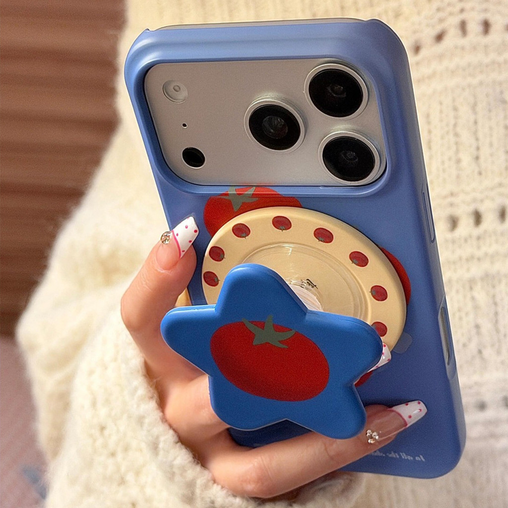 เคสขาตั้งแม่เหล็ก Tomato Blue Star | IPhone17ProMax/17Pro/16ProMax/16Pro/15Pro, Ins Premium Dropproof Women Cover