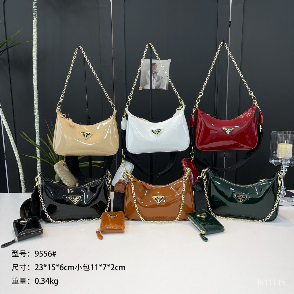 กระเป๋า Prada/กระเป๋าถือ Prada กระเป๋าสะพายไหล่กระเป๋าหญิง Tote Baguette กระเป๋าเดินทางกระเป๋าสี่เหล