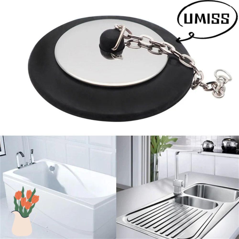 UMISS 1 ชิ้นท่อระบายน้ําอ่างอาบน้ํา,ซิลิโคนสากลอ่าง Stopper,4/4.3/5 ซม.พร้อมโซ่ยางอ่างอาบน้ําปลั๊กอาบน้ําอุปกรณ์เสริม