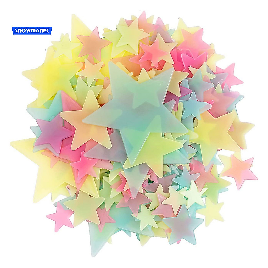 สติกเกอร์ตกแต่งห้องเด็กเรืองแสง Dark Star สติกเกอร์ 100 ชิ้น Glow the Dark Star สติ๊กเกอร์ติดผนังเทปกาว Non-กาวเพดานตกแต่งสําหรับห้องนอนเด็กเนอสเซอรี่