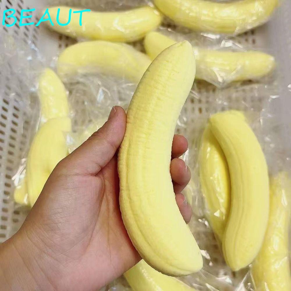 BEAUTY Sensory Fidget Ball, Slow Rising Hand Relax Banana Squishy ของเล่น, ของขวัญเด็กจําลอง Kawaii Soft PU วัสดุกล้วยสีเหลือง Fidget ผู้ใหญ่เด็ก
