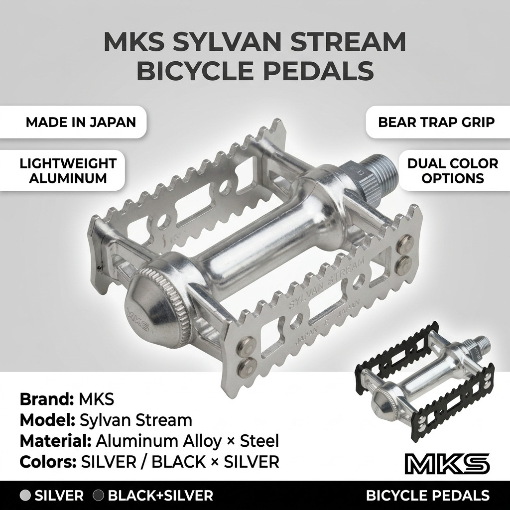 MKS Sylvan Stream Bicycle Pedals - Silver and Black Options