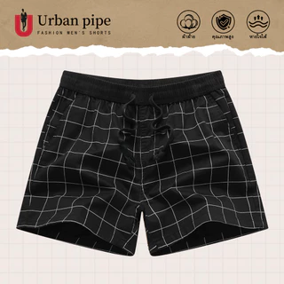 URBAN PIPE กางเกงขาสั้นลำลองสำหรับผู้ชาย ความยาวเหนือเข่า เอวยางยืดสีเรียบ ดีไซน์ลายทางแฟชั่น 520555