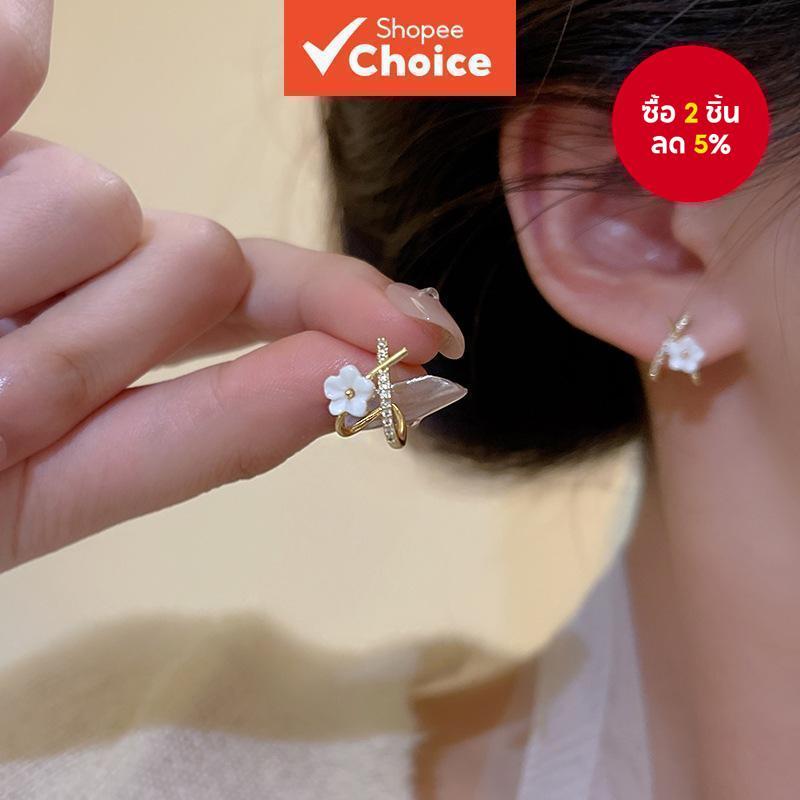 ZHOUYANG สตั๊ดต่างหูสำหรับผู้หญิงหวานดอกไม้ประดับ Cubic Zirconia Rose Gold สีเงินของขวัญวันเกิดเครื่องประดับแฟชั่น E807 E852