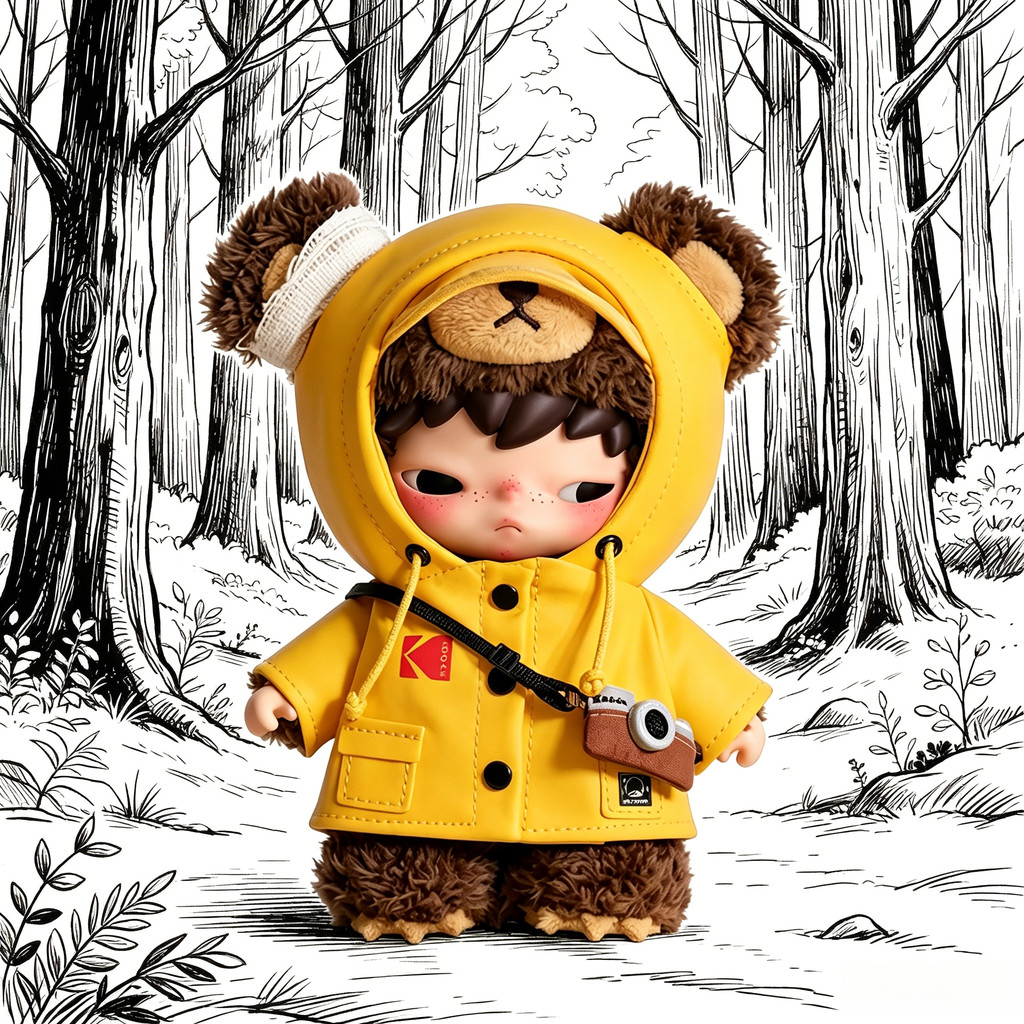 POPMART Hirono x Kodak Kada Little Wild Bear ตุ๊กตาจี้ของขวัญเล่นอินเทรนด์