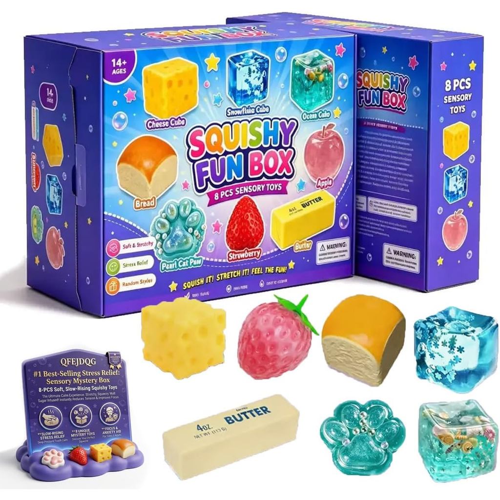 8 ชิ้นสุ่ม Maltose Squishy ชุดของเล่นความเครียดบรรเทาช้า Rising Soft ยืด Sensory Fidget กล่องสําหรับผู้ใหญ่วัยรุ่น Party ของขวัญ