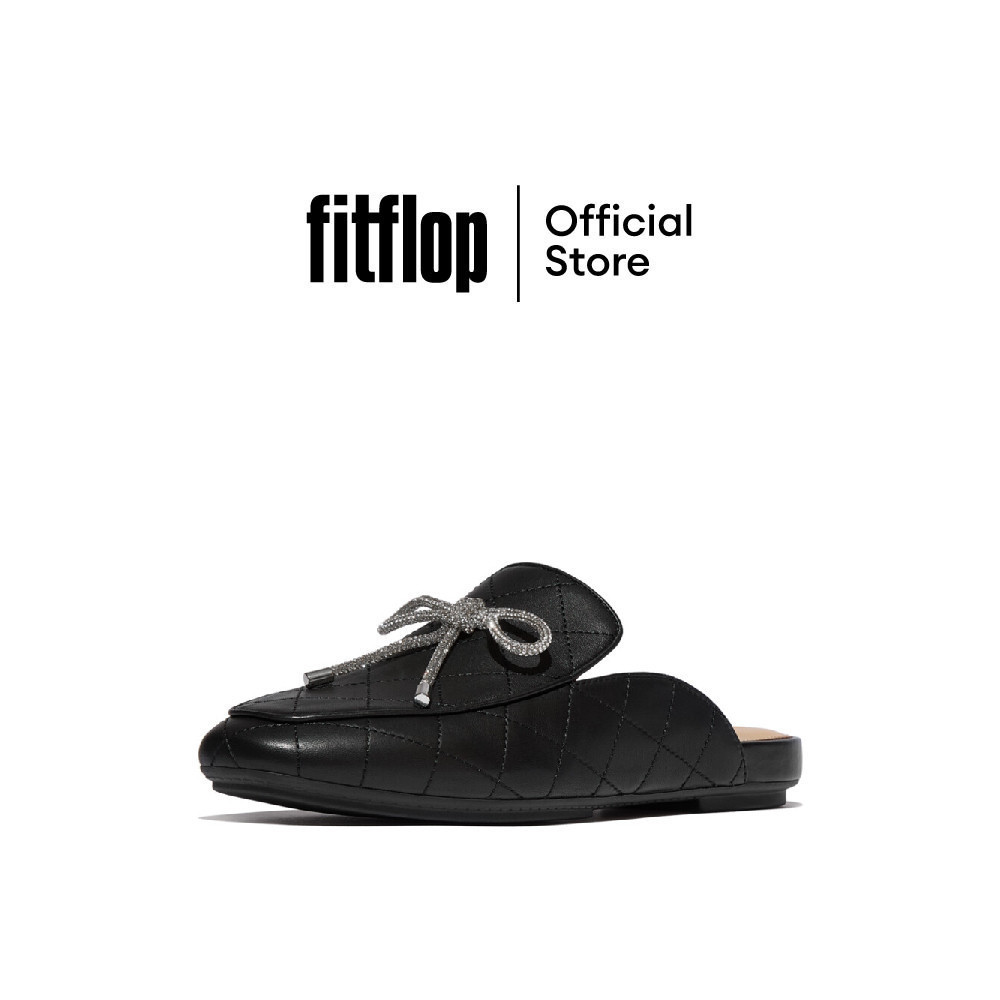 FITFLOP DELICATO CRYSTAL-BOW QUILTED M รองเท้าแตะแบบสวมผู้หญิง รุ่น E3F-090 สี BLACK