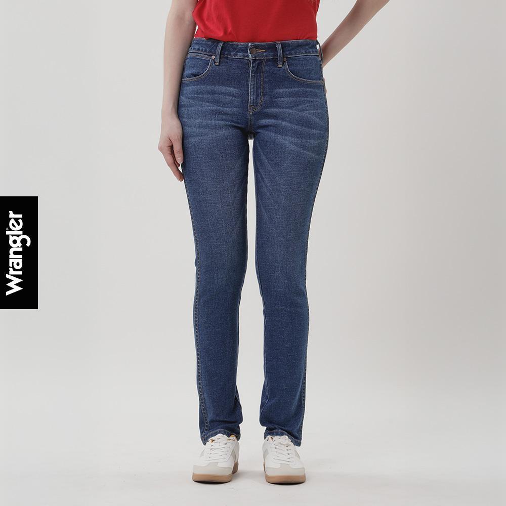 WRANGLER กางเกงยีนส์ผู้หญิง เอวกลาง ทรงตรง รุ่น WR F525WSUNF08 สียีนส์เข้ม