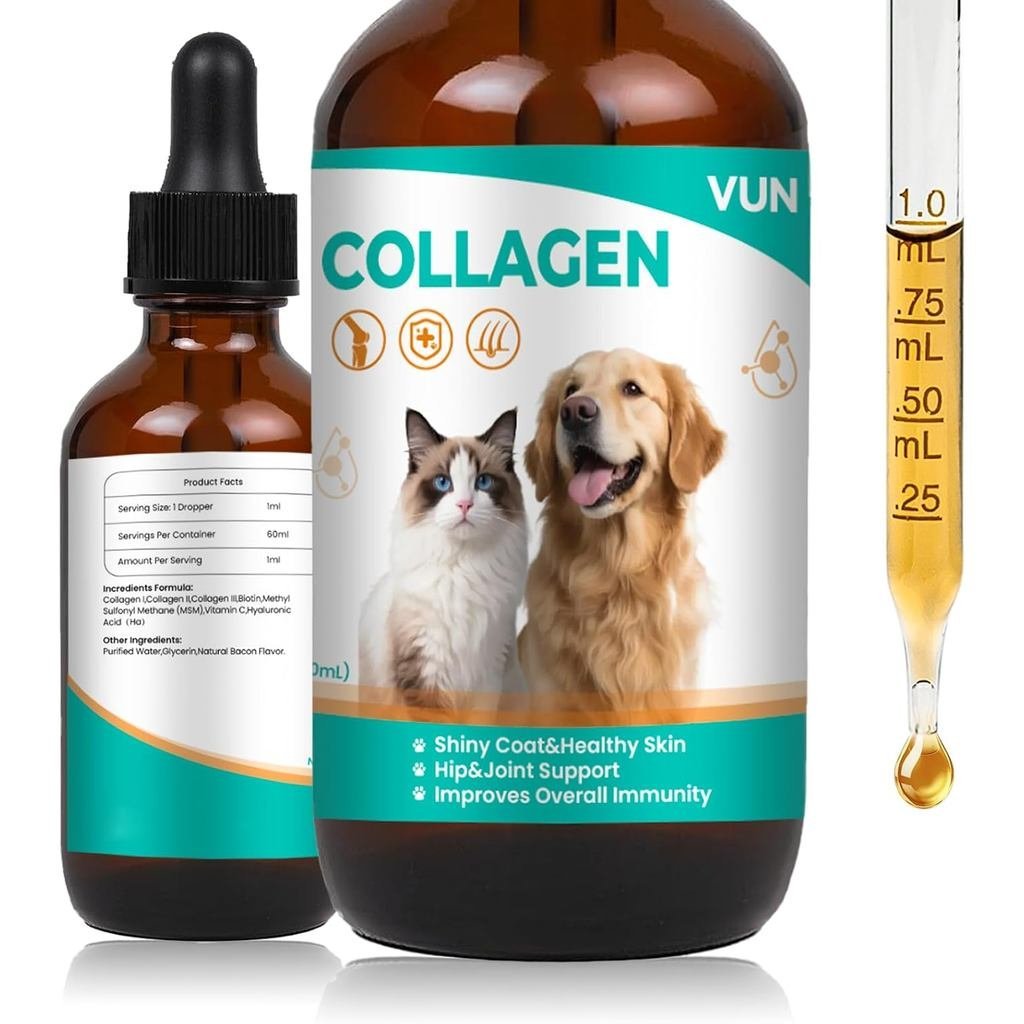 คอลลาเจนเหลวสําหรับสุนัข Cats-Hip & Joint Support, Itch Relief, & Coat Health-Collagen Drop อาหารเสร