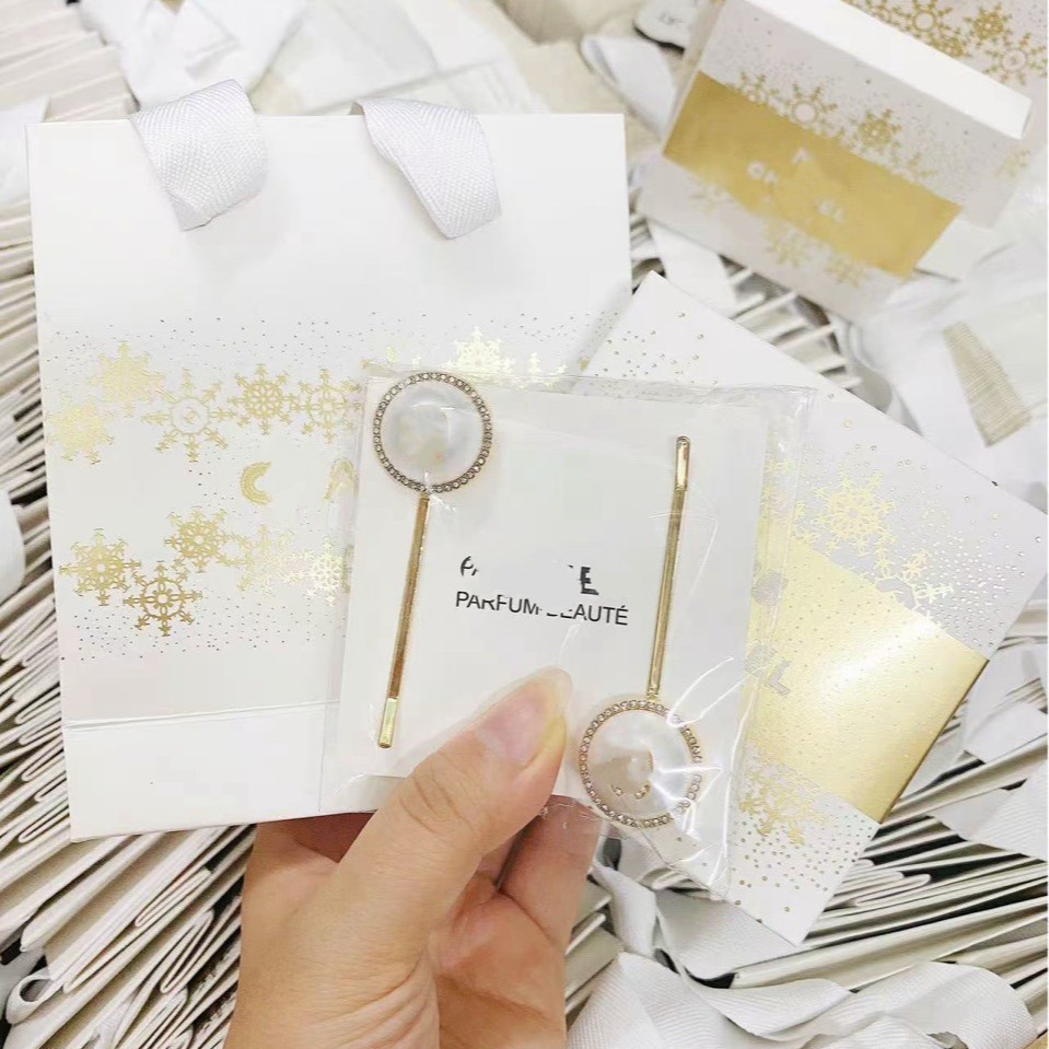 W1MI Pearl Buckle to Full Diamond Pearl Hair Clip Flat Clip Pearl Side Clip Set